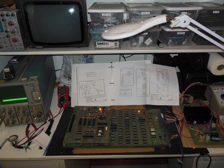 Atari Star Wars game PCB set on the bench