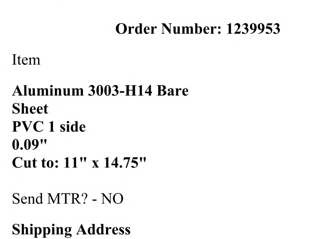 OnlineMetals plate order