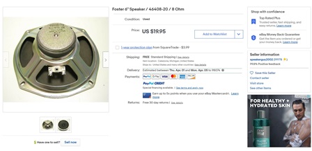 Ebay replacement speaker