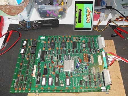 Konami Hyper Sports game PCB on the bench