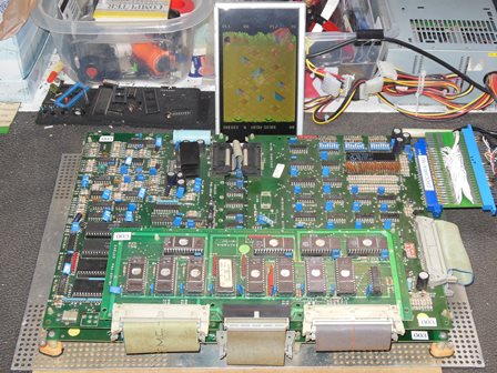 Jackrabbit game PCB on the bench