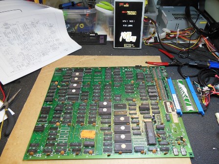 Mr. Do! game PCB on the bench