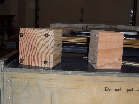 Blocks drilled and screwed