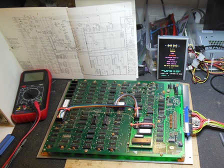 Galaxian multi-game PCB on the bench