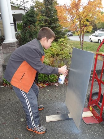 My apprentice spray painting