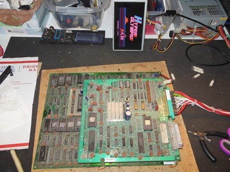 Hyper Olympic game PCB on the bench