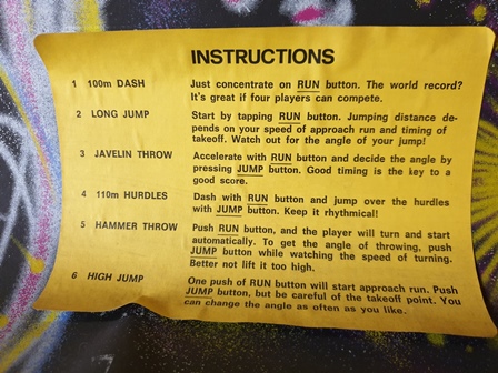 Zaccaria Track'n'Field upright instruction sheet