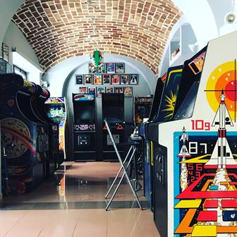 Zaccaria uprights in a game room