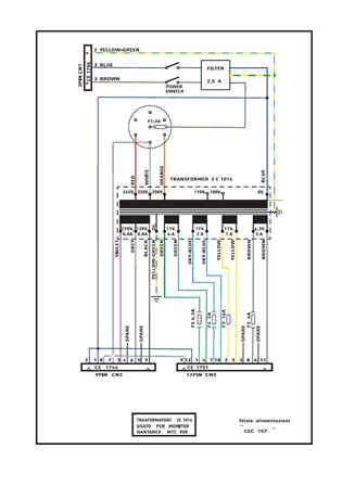 Reproduction Zaccaria CEC157 transformer assembly schematic