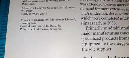 TTA Spacecraft book, printed in Italy