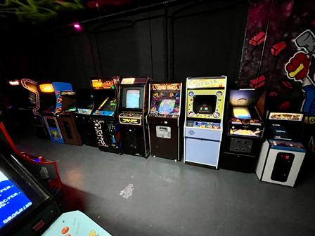 Arcade line up featuring a Zaccaria Crazy Kong upright